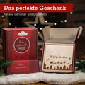 Gourmetkästchen mit Lebkuchengewürz, Glühweingewürz, Chai Tee und Haselnusskerne mit Vollmilchschokolade & Zimt - wellnuss Premium Präsente