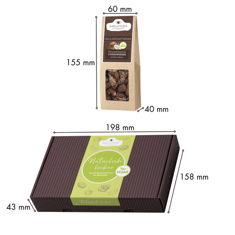 4 vegane Premium Snacks im Geschenkkarton