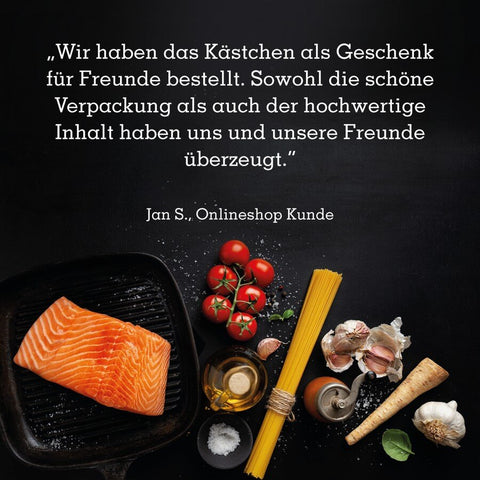 Geschenkset mit 4 Gourmetgewürzen im edlen Gourmetkästchen