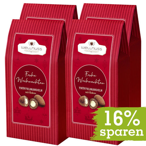 Maxi Faltschachtel - Weihnachts Edition - Trüffelmandeln mit Kakao - 175g - wellnuss Premium Präsente