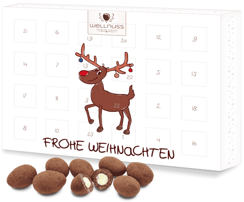 Premium Adventskalender - gefüllt mit 24 Trüffelmandeln mit Kakao