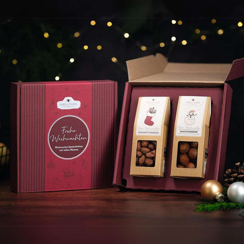 2 Weihnachts-Snacks im Geschenkkarton mit Logo