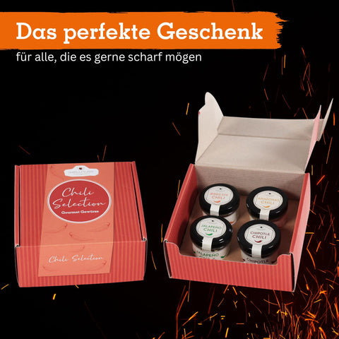 Geschenkset mit 4 Chilisorten im edlen Geschenkkarton