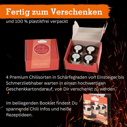 Geschenkset mit 4 Chilisorten im edlen Geschenkkarton