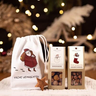 Weihnachtssnacks im Baumwollsäckchen - Nachhaltige Werbegeschenke zur Weihnachten